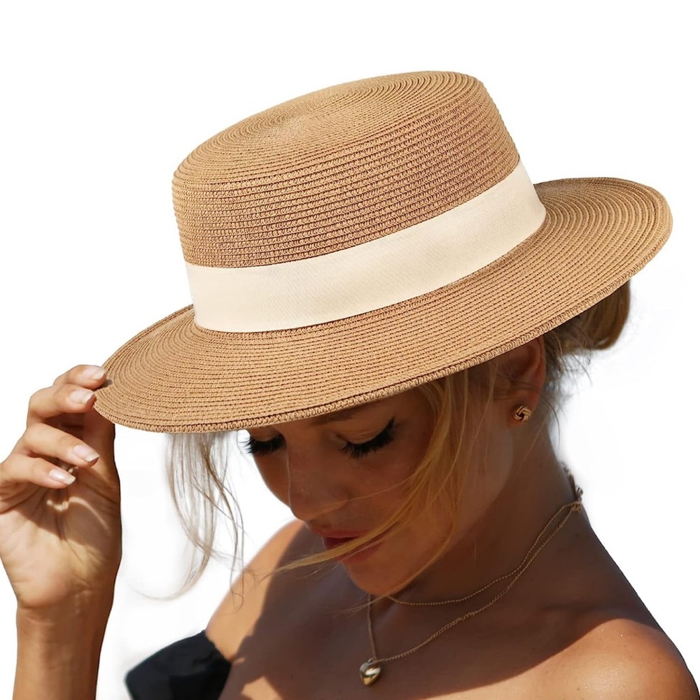 👒 Packable Straw Boater Hat👒